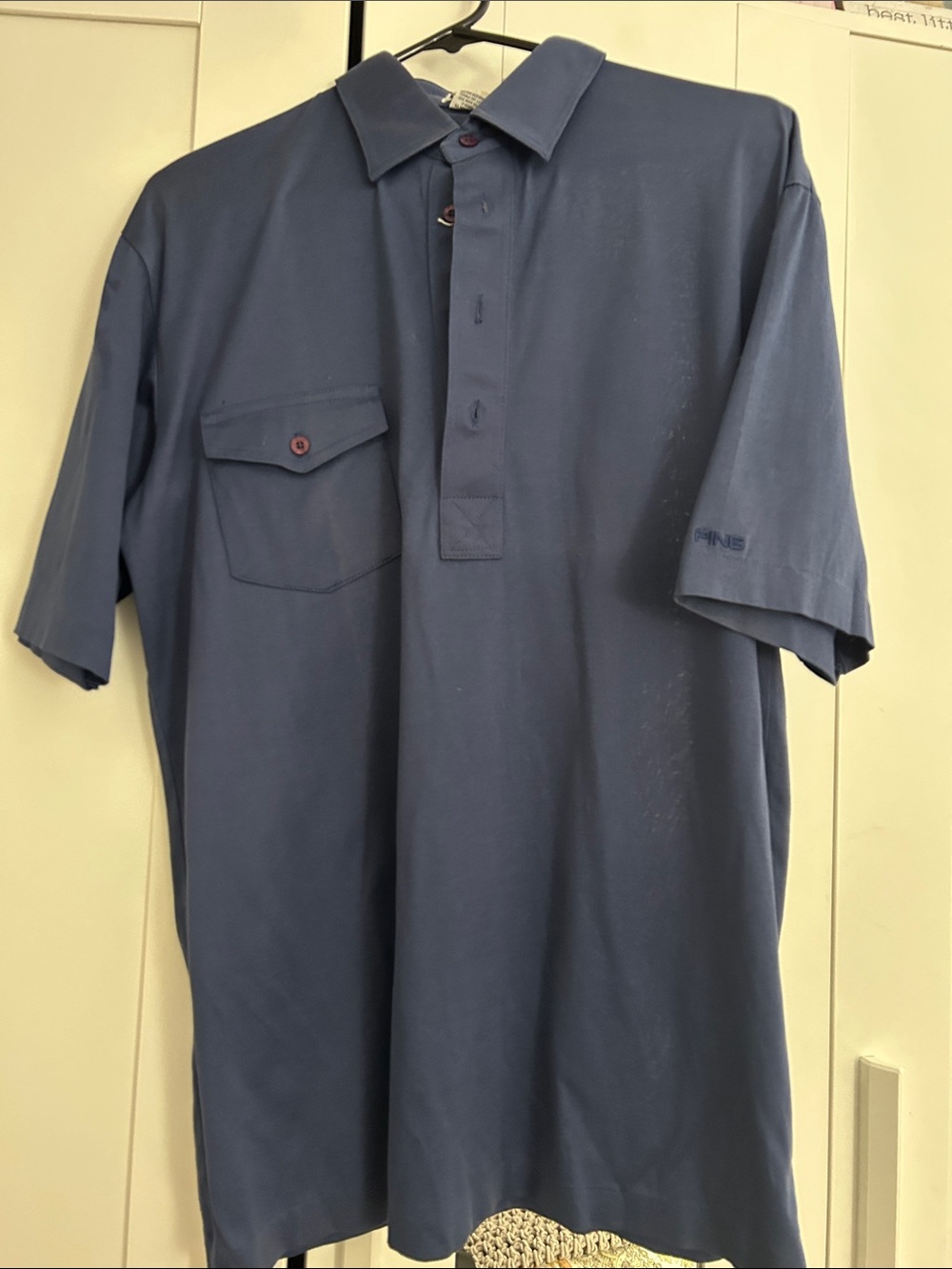 Ping Men's Dark Navy Short-Sleeve Polo with Chest Pocket